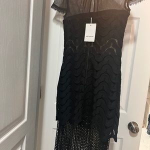 Self portrait mixed fabric black dress